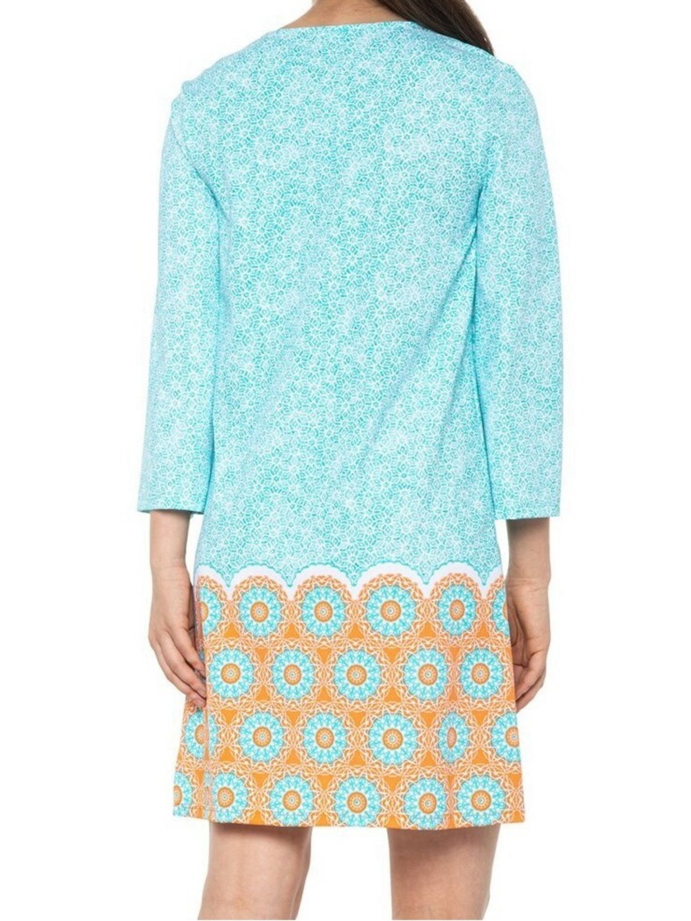 Cabana Life Teal and Orange Geometric Beach Dress
